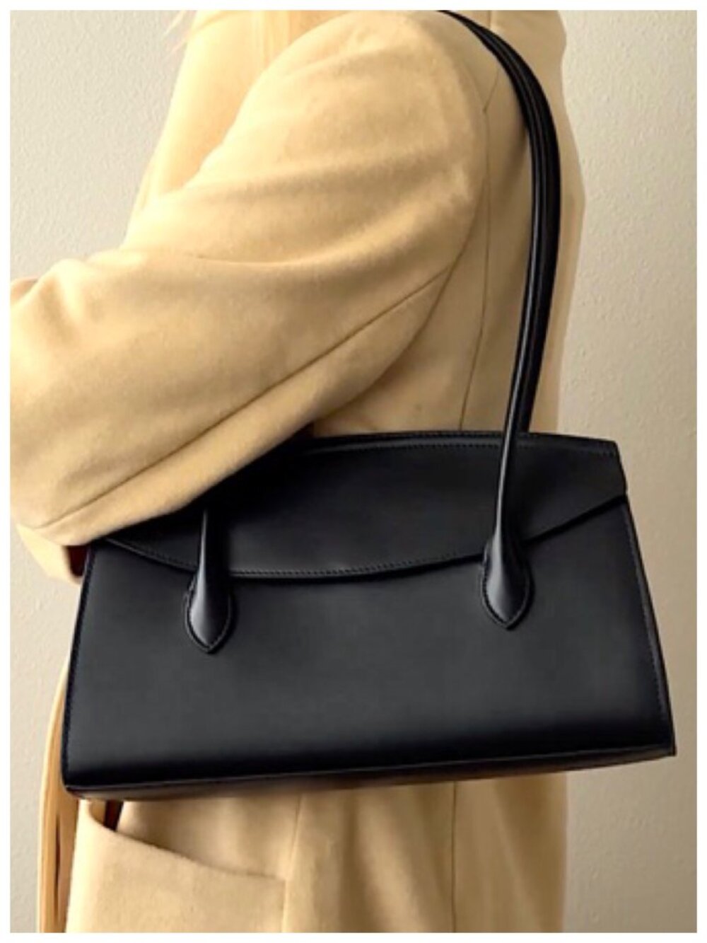 Quince Black Italian Leather East-West Shoulder Bag NWOT - Picture 2 of 12